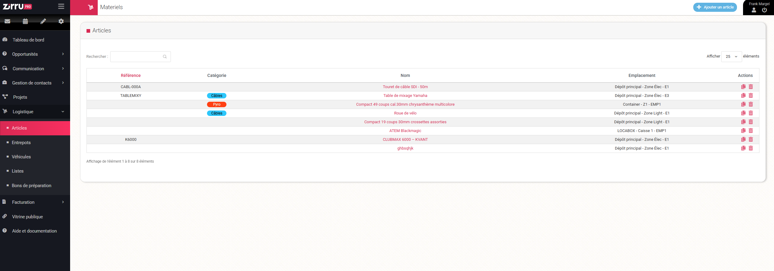 Gestion Logistique CRM Zirru